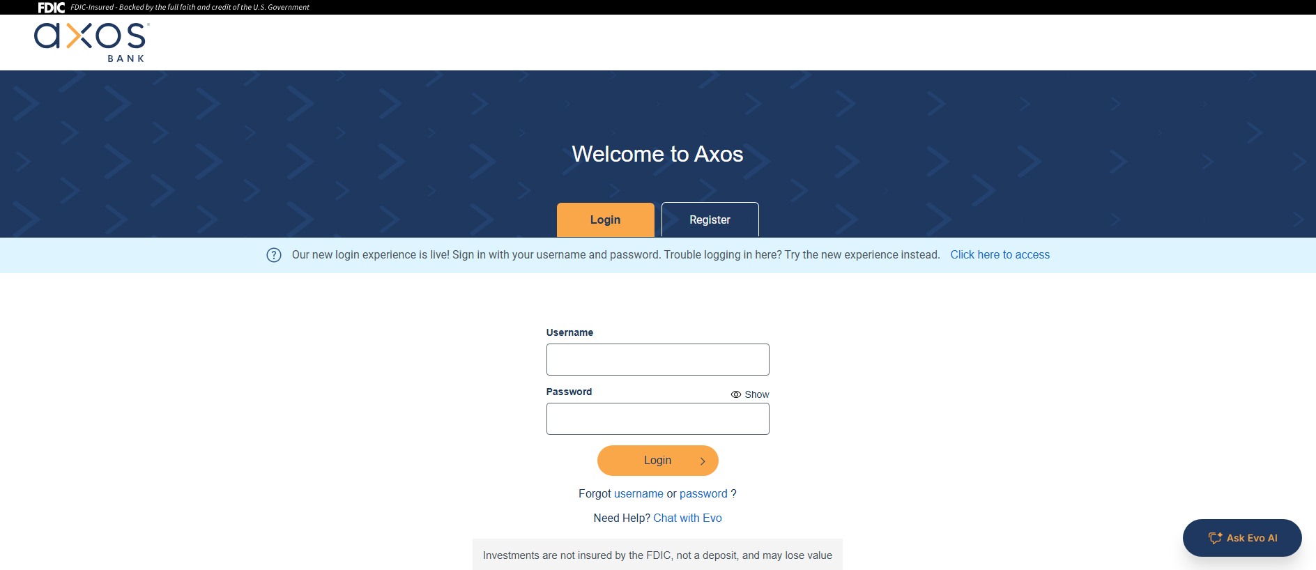 Stored capture of dashboard-axosbank.com