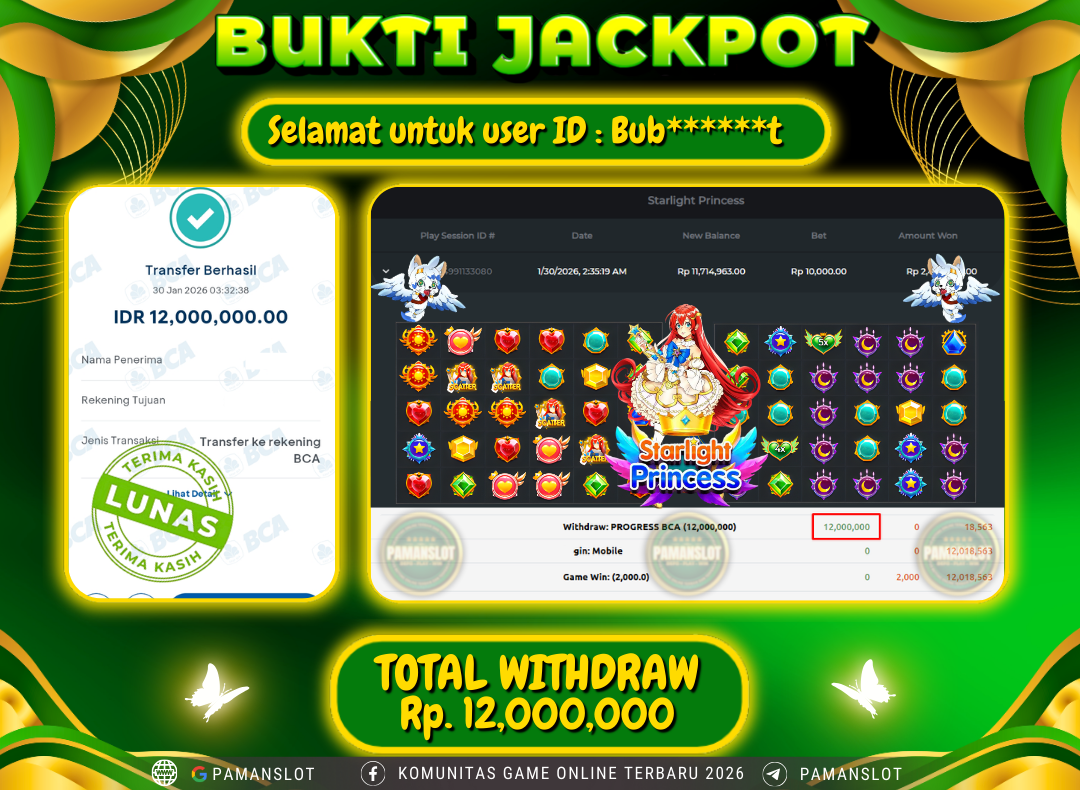 PAMANSLOT JACKPOT Game PP - Starlight Princess Rp.12,000,000- LUNAS
