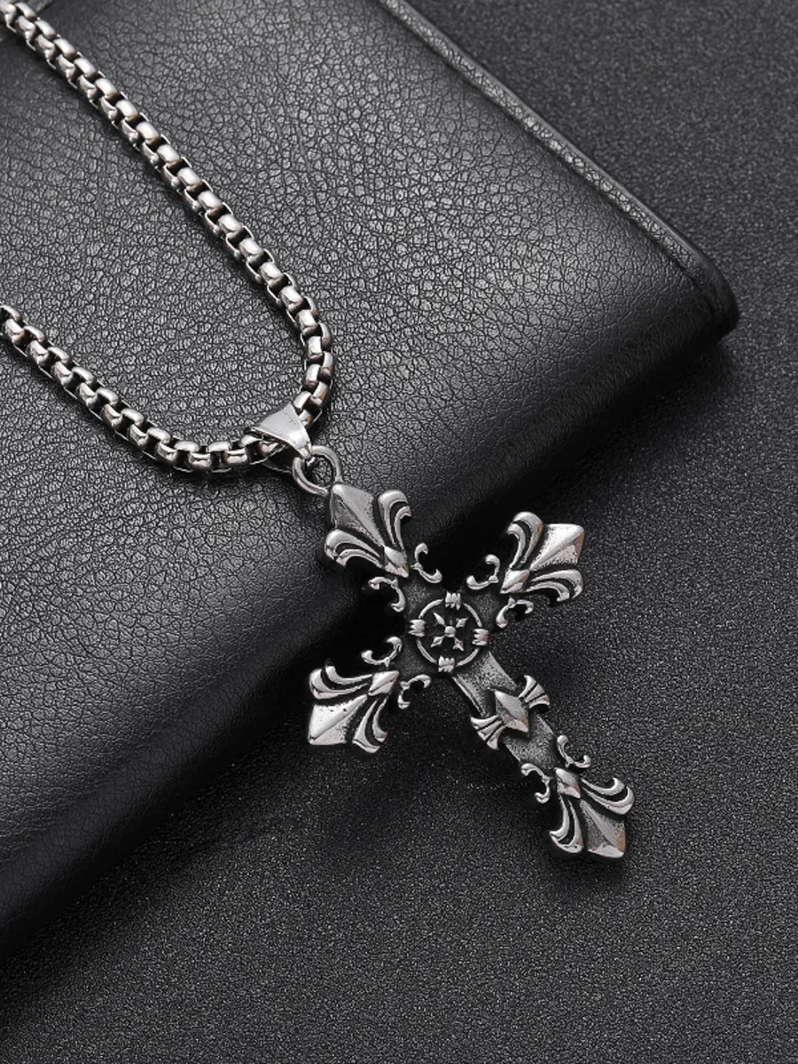 Gothic Fleur-de-Lis Cross Pendant - photo 6