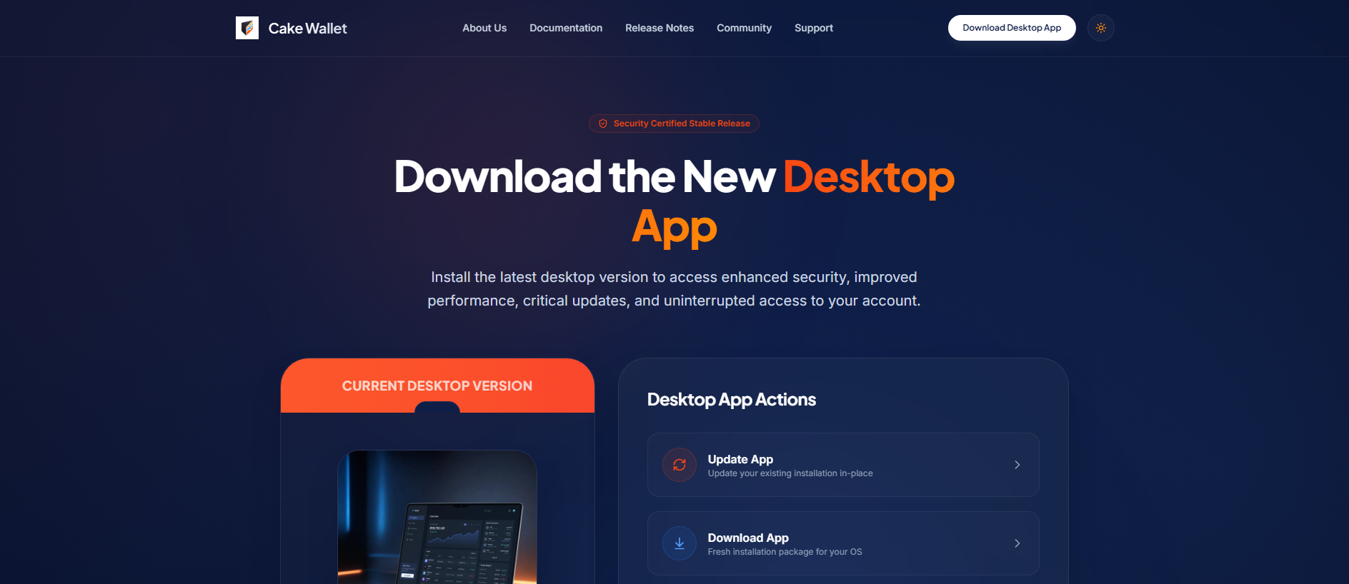 Screenshot of cakewalletsdesktops.live