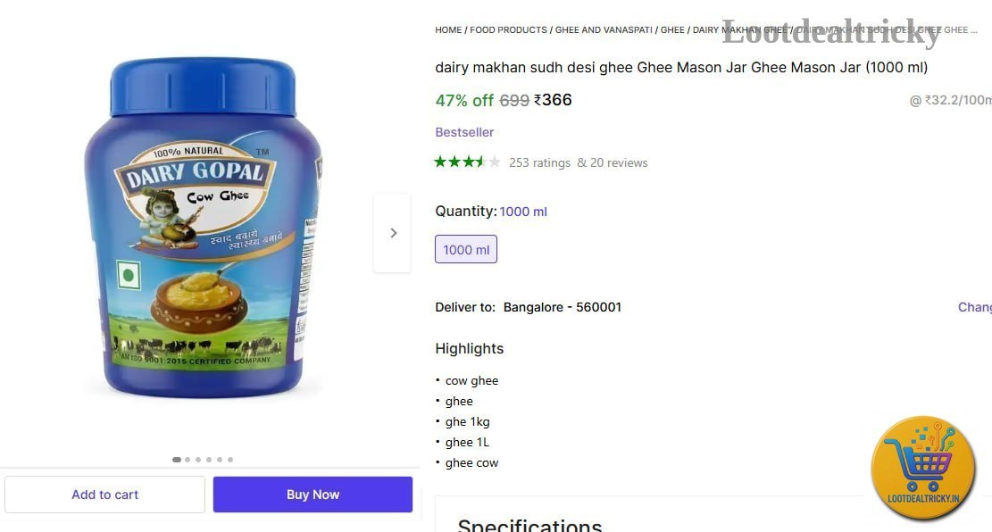 Ghee Jar 1000 – Just ₹366 | Loot Deal