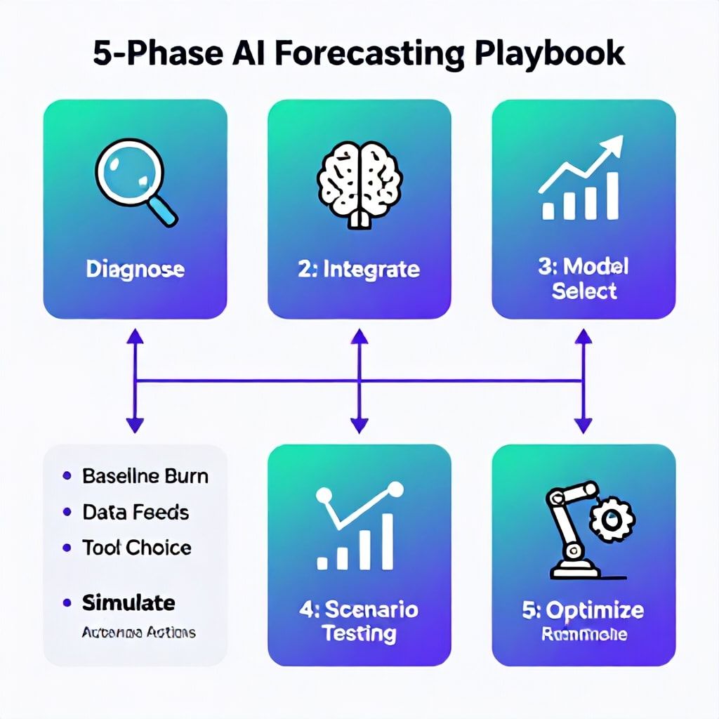 Flowchart of the 5-Phase AI Forecasting Playbook for startups