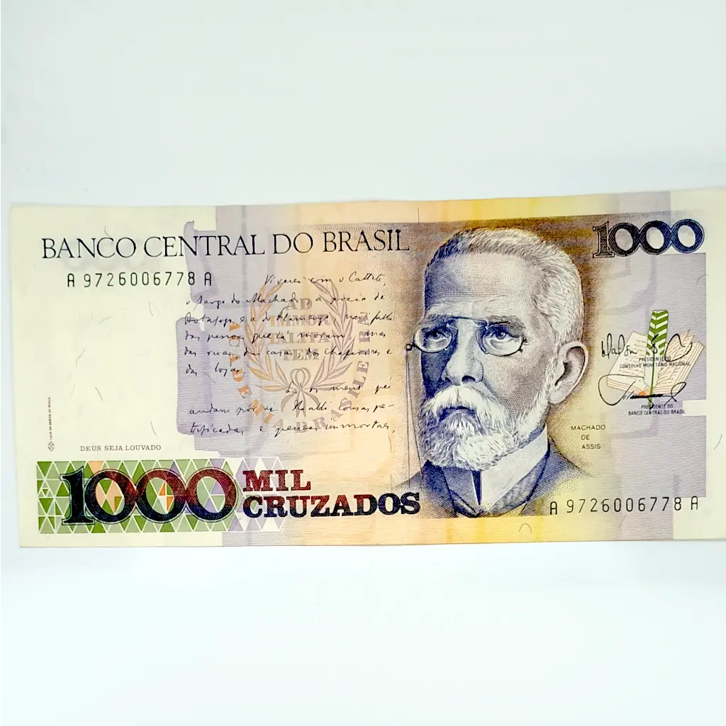 Cédula Bancária do Brasil de 1000 Cruzados de 1988 Machado de Assis – Soberba. - Foto 2