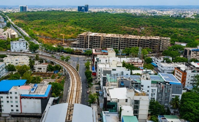 Luxury high-rise apartment balcony view Jubilee Hills Hyderabad