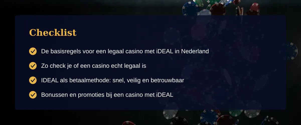 Casino met iDEAL kiezen en veilig spelen in Nederland — Checklist
