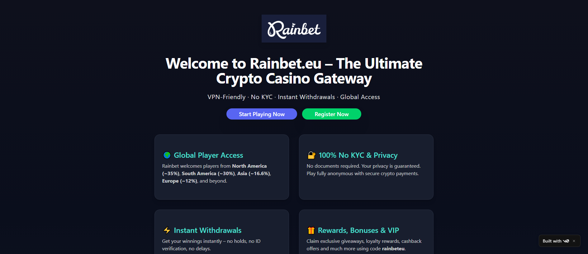 Forensic screenshot of rainbet.eu showing the phishing page layout