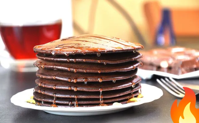 Постер Японские шоколадные панкейки с мёдом