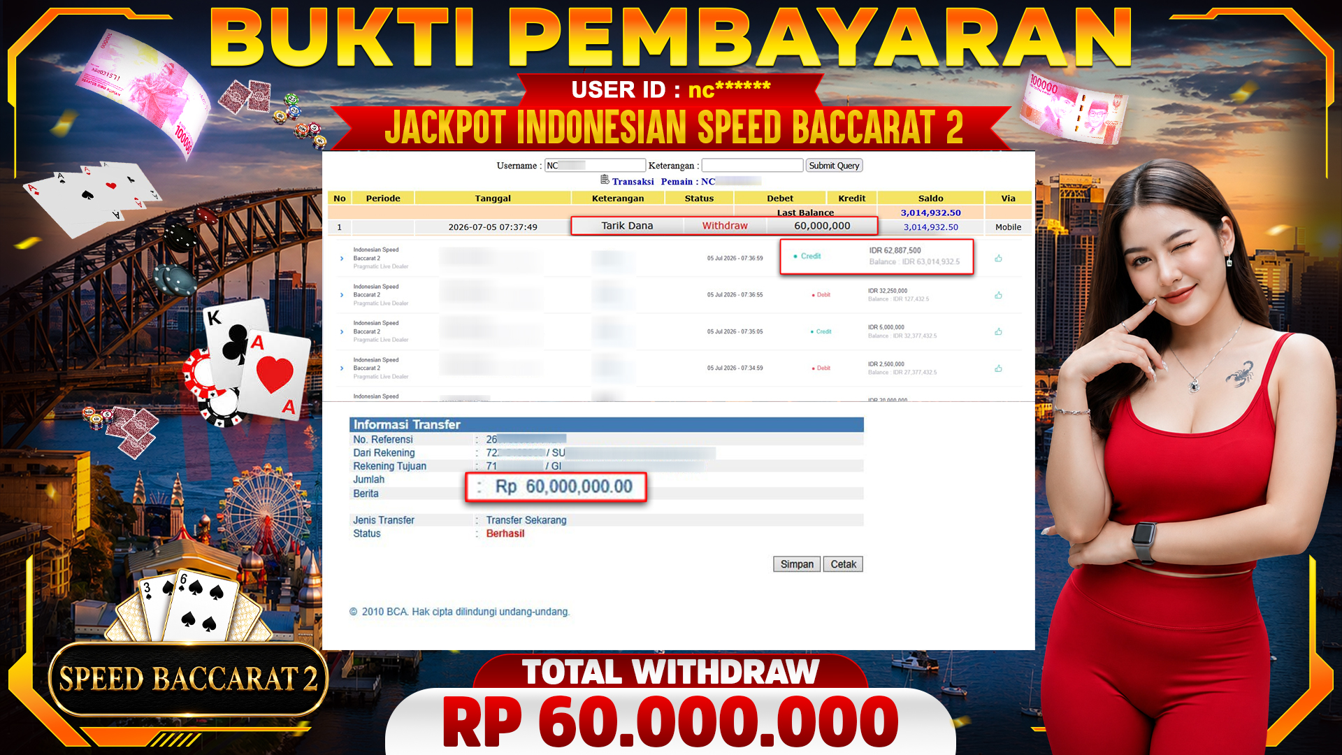 🏆 SELAMAT KEPADA PEMENANG JACKPOT DI Indonesian Speed Baccarat 2 - Pragmatic Live Dealer 60,000,000🏆