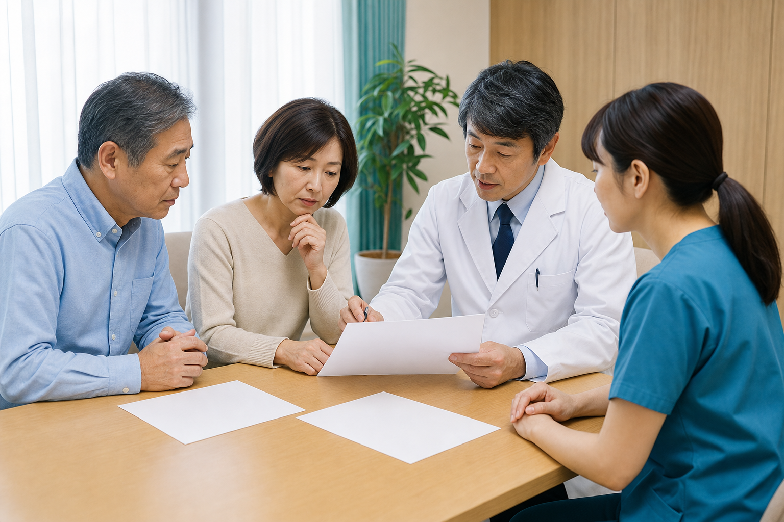 脳卒中の再生医療を検討する際に家族と専門職で確認する場面