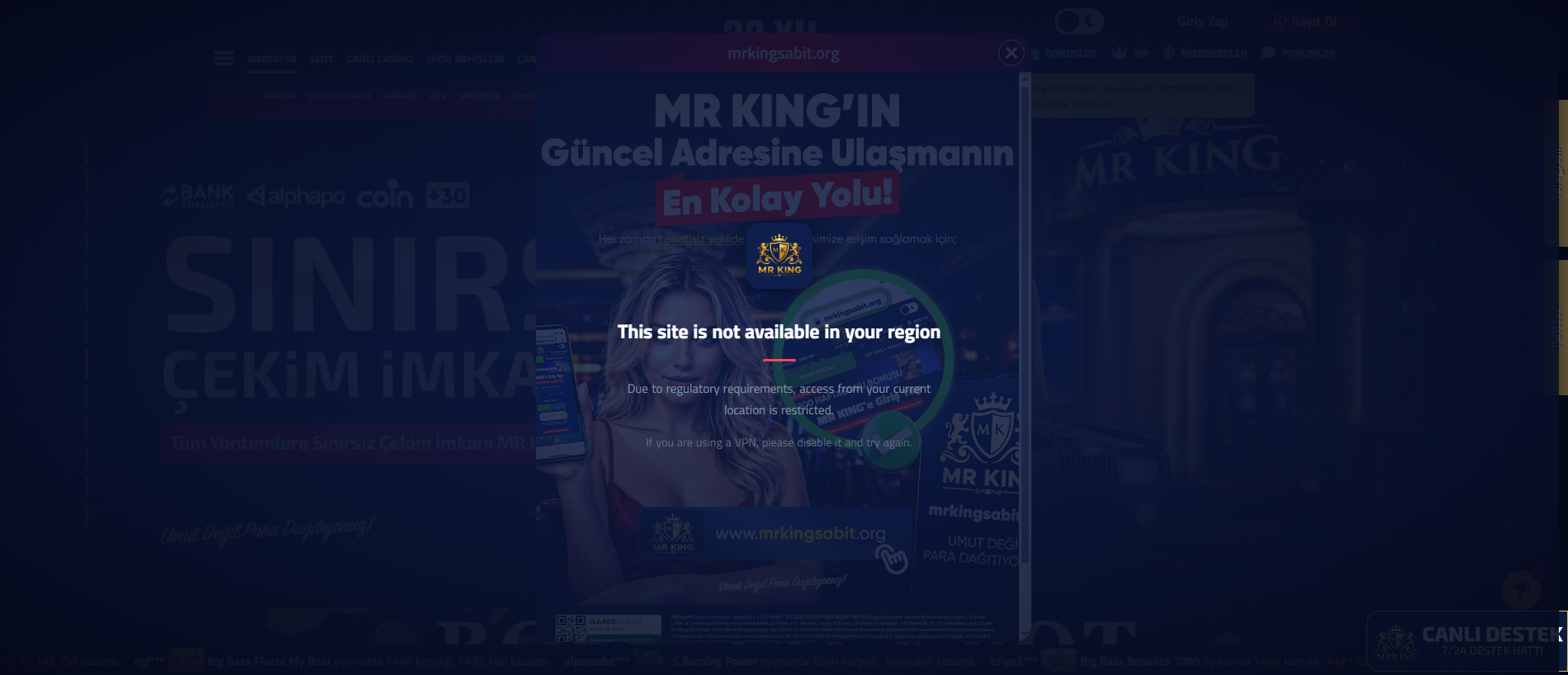 Ekran görüntüsü: mrking10058.com