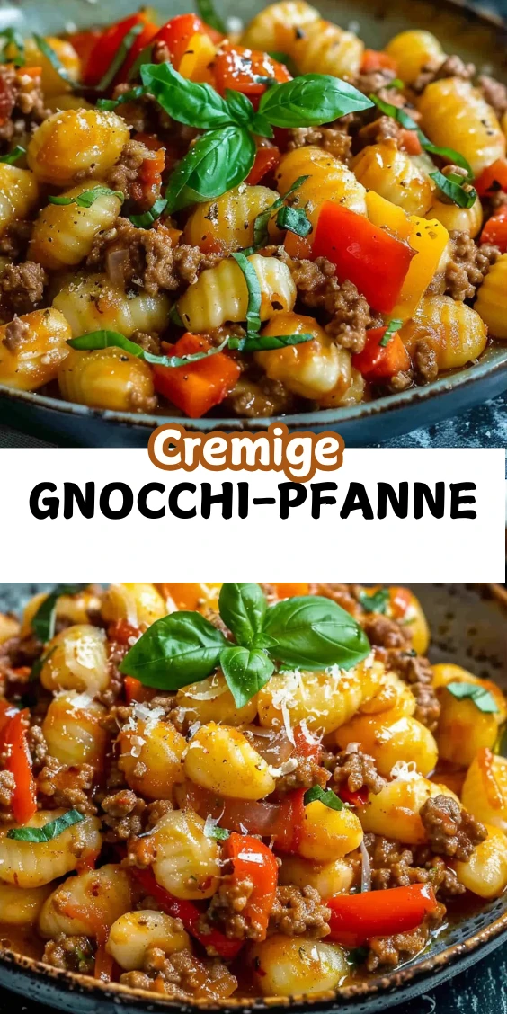 Cremige Gnocchi-Pfanne mit Hackfleisch & Paprika