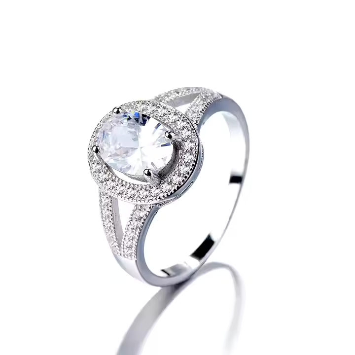 Oval Halo Split Shank Ring