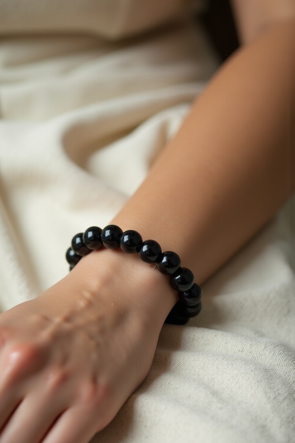 Obsidian Bracelet Beaded Round Beads Obsidian