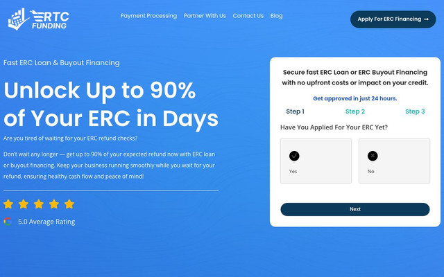 ERTC Funding landing page built by TapDash