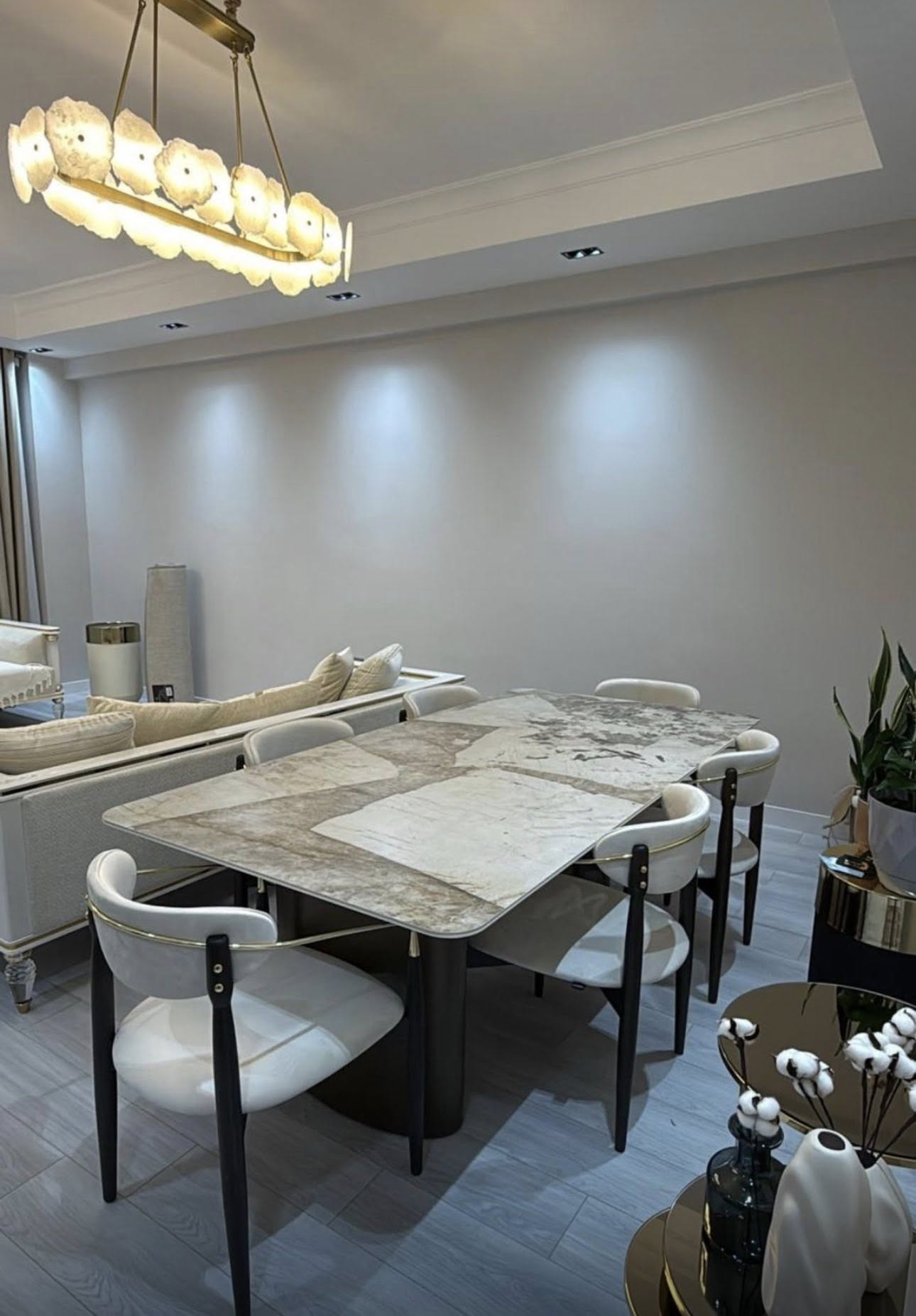 Peaceful bedroom with upholstered furniture