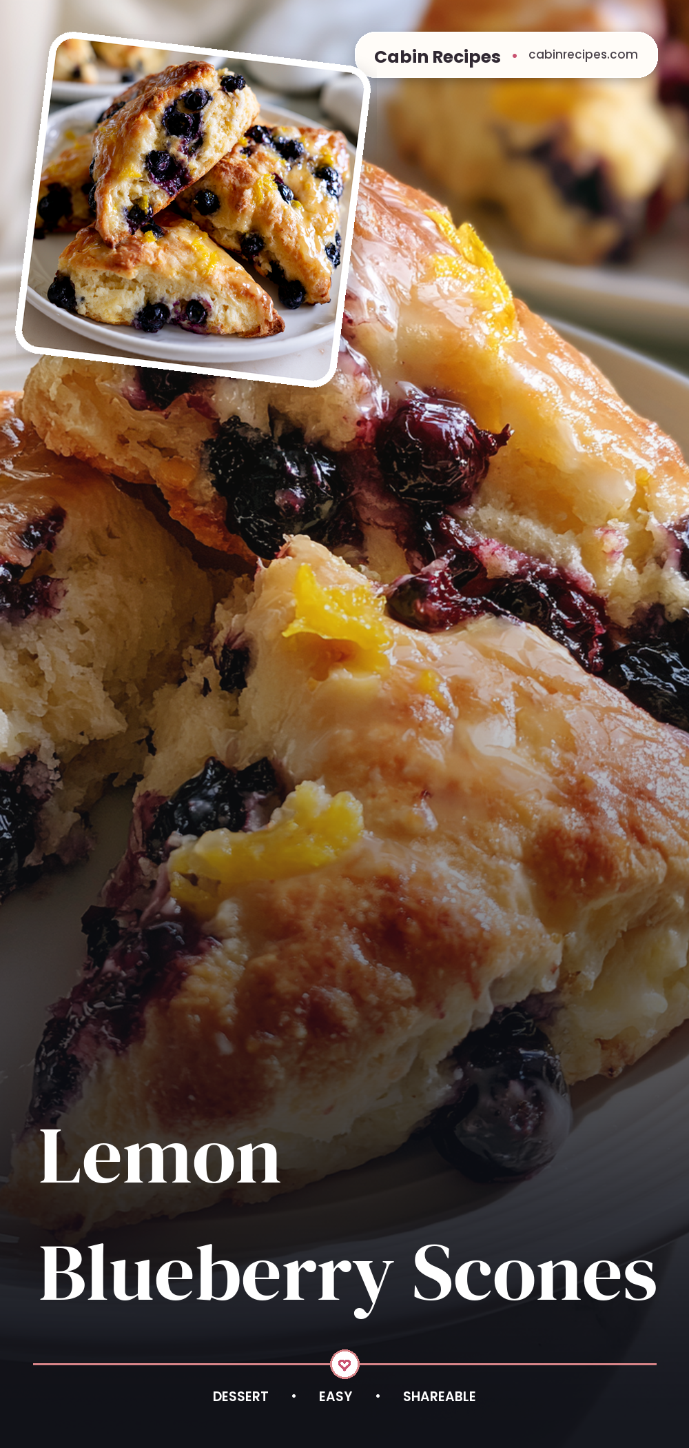 Pinterest graphic for Lemon Blueberry Scones