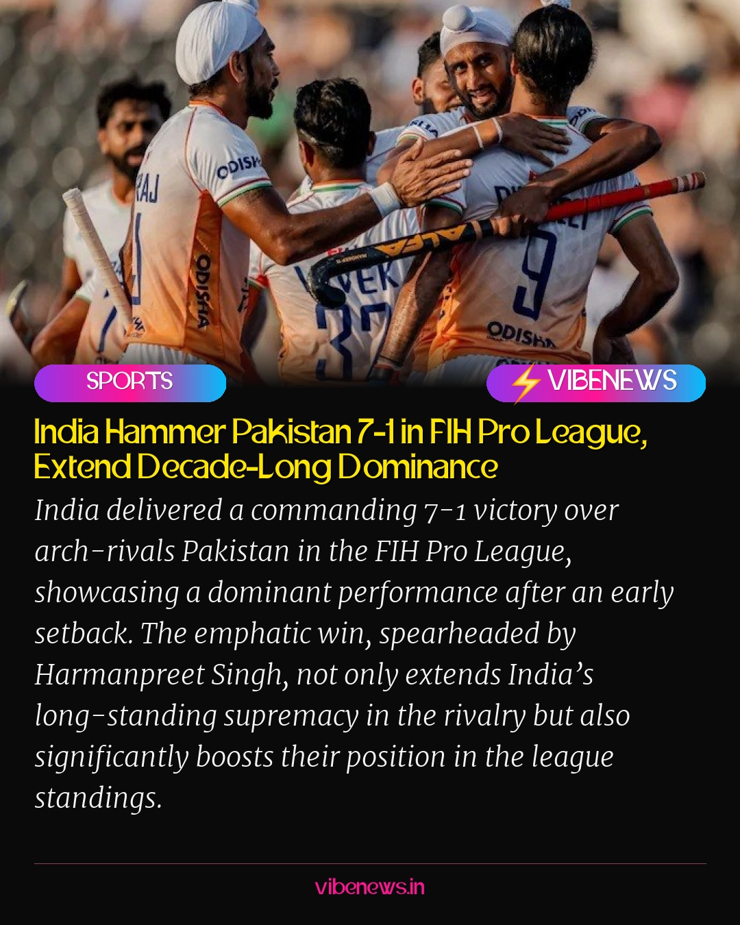 India Hammer Pakistan 7-1 in FIH Pro League, Extend Decade-Long Dominance