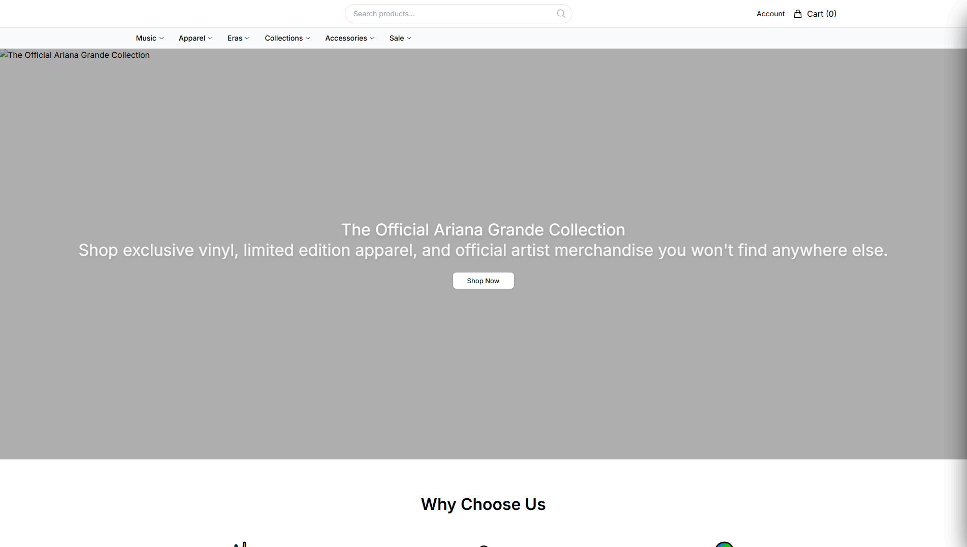 Stored capture of arianagrandefashion.shop