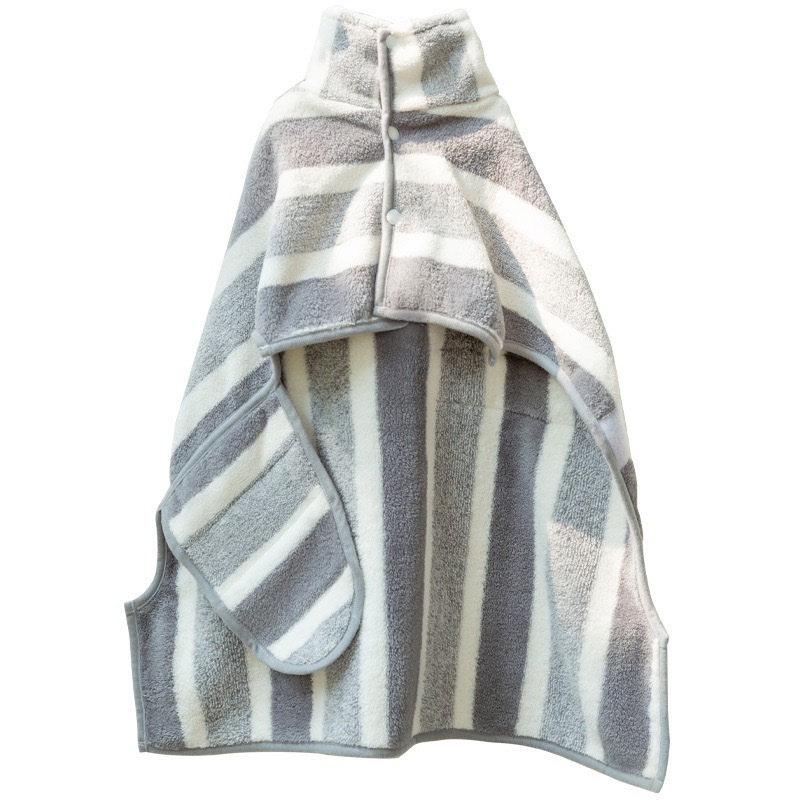 Grey and White S Size Super Absorbent Dog Bathrobe – Quick-Dry Coral Fleece Pet Towel with Snaps & Adjustable Belly Strap | Wearable Drying Coat for Small Medium Large Dogs & Cats After Bath, Swim, Rain