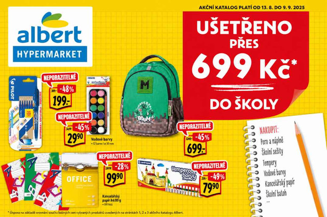Školní potřeby a batoh v akčním balíčku pro děti od 1. do 4. třídy