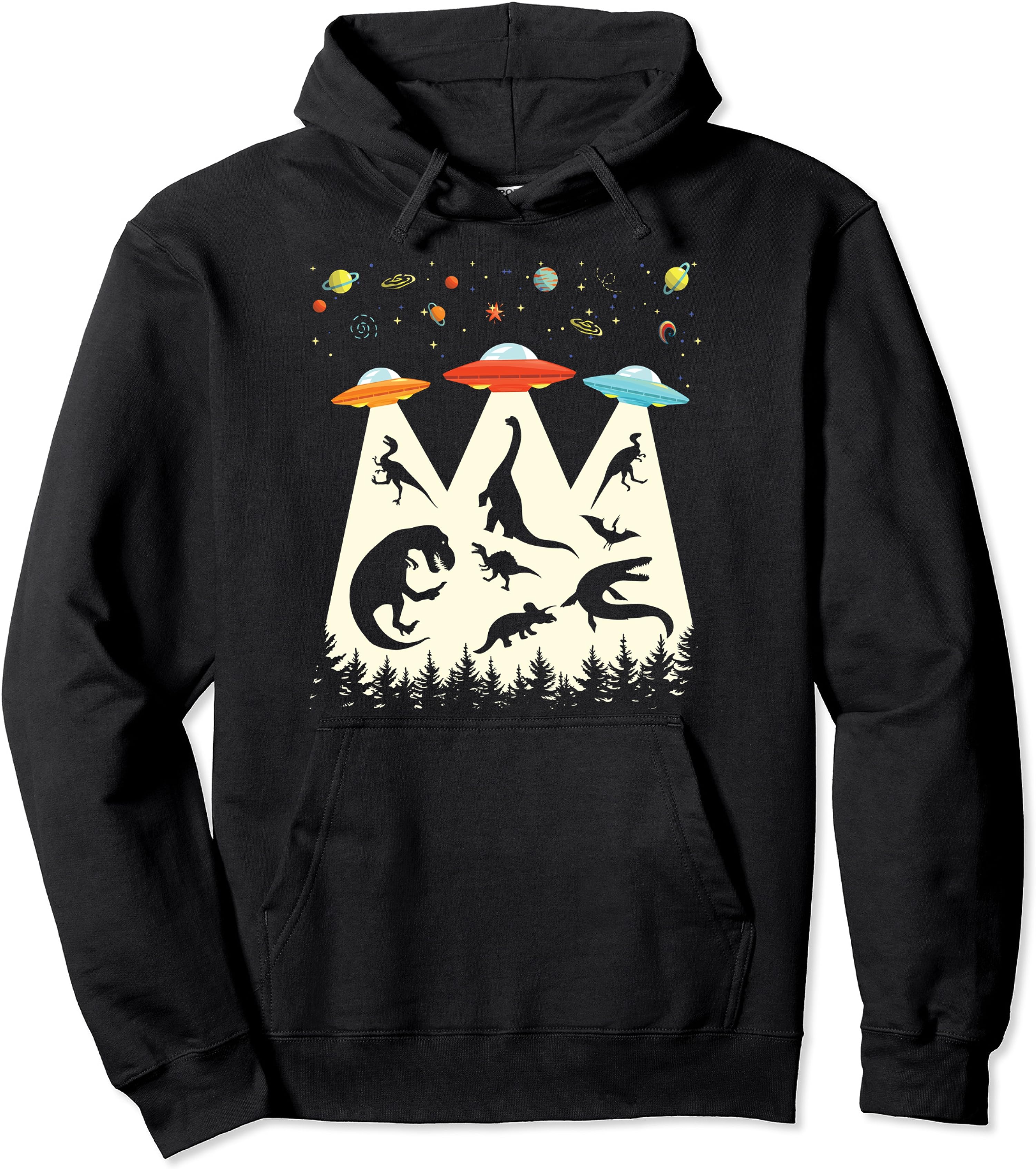 Funny Dinosaur Ufo Lover Vintage Alien Abduction Unisex Hooded 