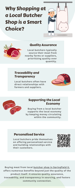 Shopping at a local butcher shop offers fresh, high-quality meats, personalized service, and expert advice on cuts and cooking techniques. Unlike mass-produced products, locally sourced meats are often fresher and more flavorful, supporting small businesses and the local economy. For those in need of premium cuts, visiting a butcher shop in Springfield IL ensures top-tier products tailored to your needs, making it a smart choice for your next meal. To know more visit here https://www.goharvestmarket.com/our-story/butcher-shop-our-meat-department/