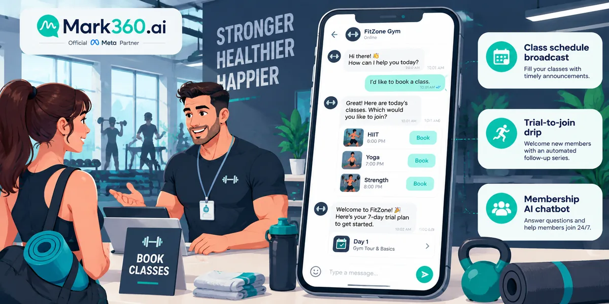 WhatsApp for Gyms & Fitness: Class Broadcasts, Trial Drips & Membership Chatbots — detail