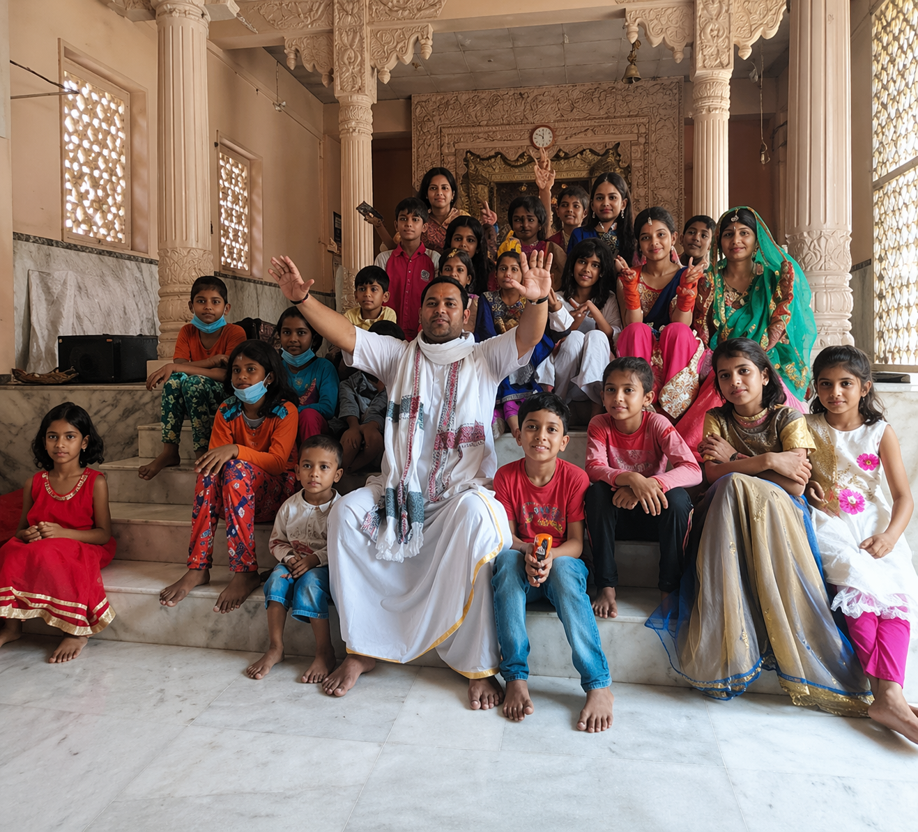 Prasadam distribution to children