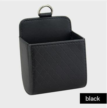 Black Leather Car Air Vent Storage Bag - Multi-Purpose Phone Holder & Organiser Pouch for Sunglasses, Keys, Cards - Universal Fit, Easy Install, Compact Design for Dashboard Tidy