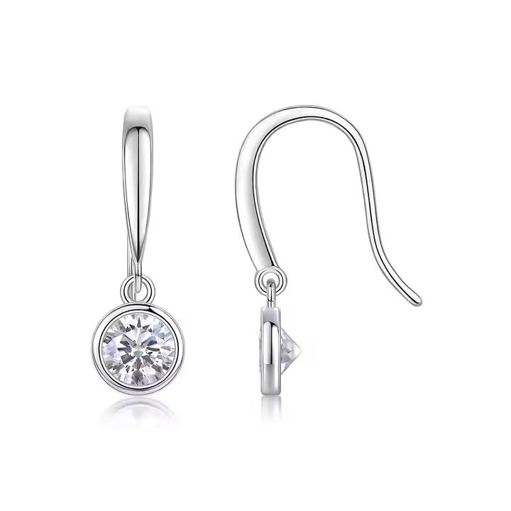 Bezel Solitaire Fish Hook Drops