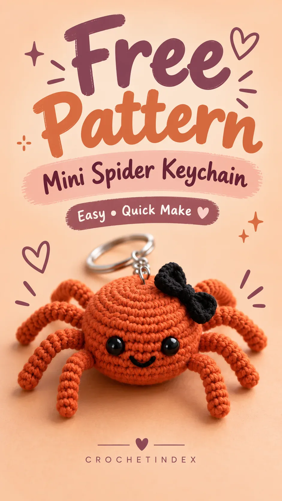 No-Sew Crochet Spider Bag Charm Pinterest project poster