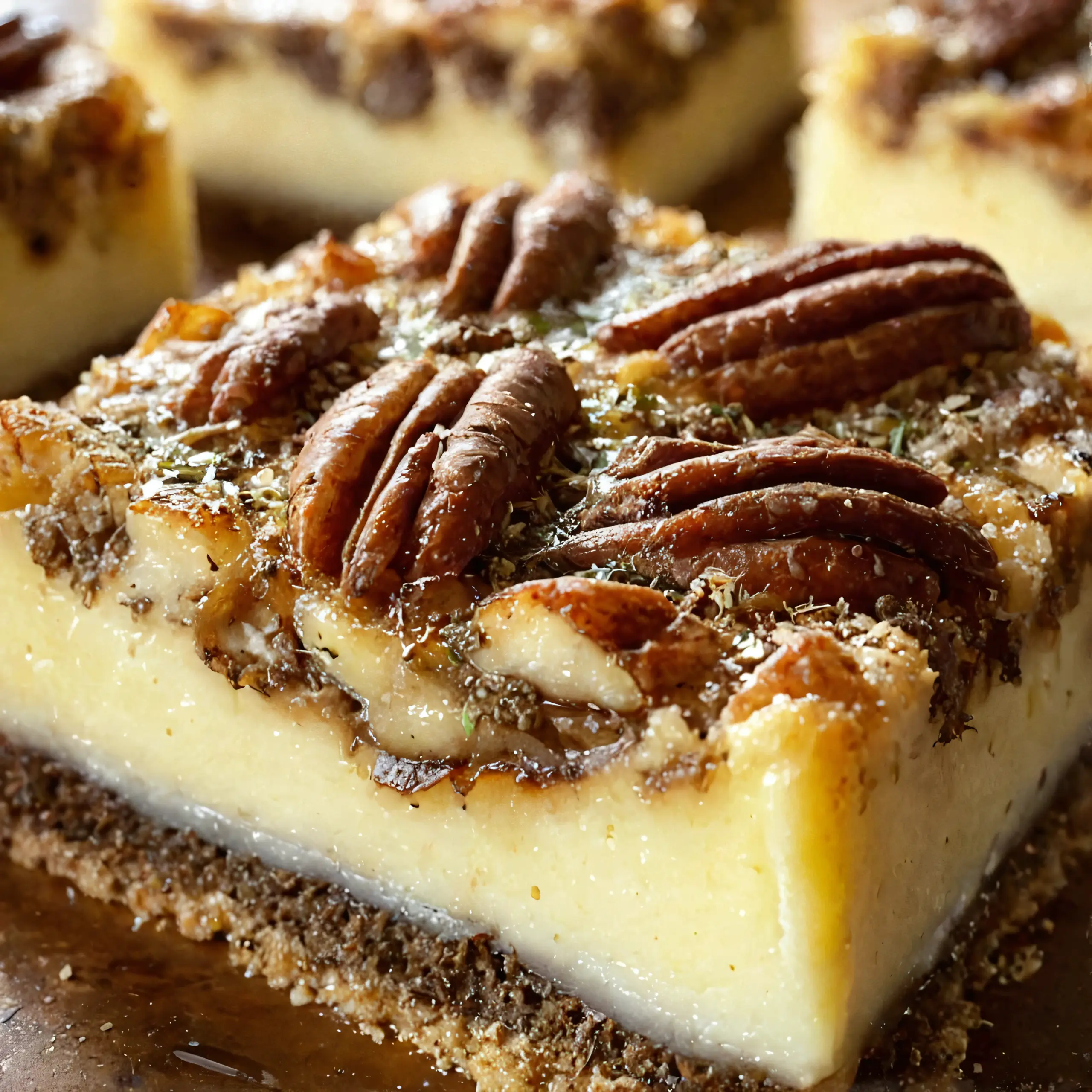 Leckere Pekannuss-Pie Cheesecake Riegel