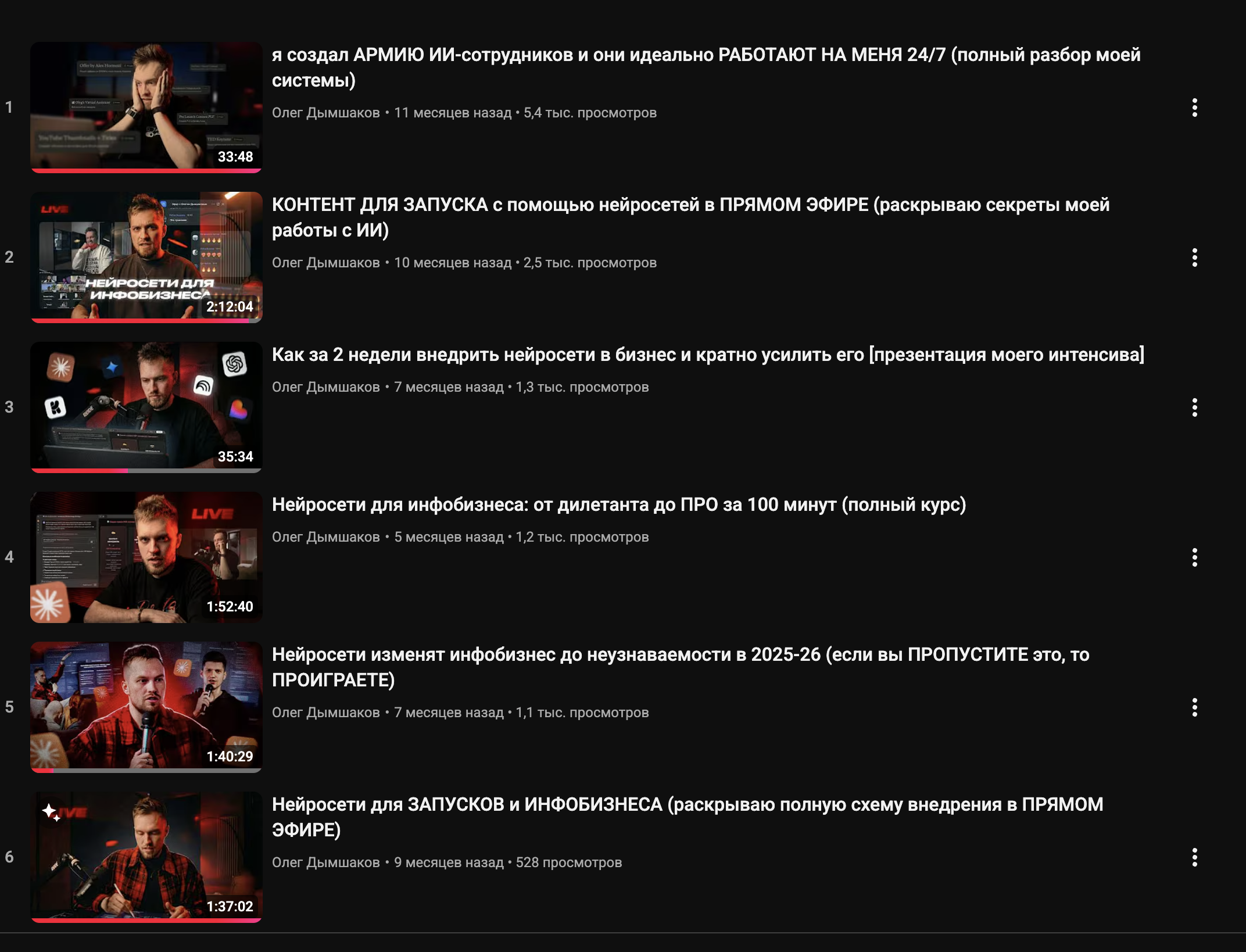 Плейлист на Ютубе «Нейросети для запусков и инфобизнеса»