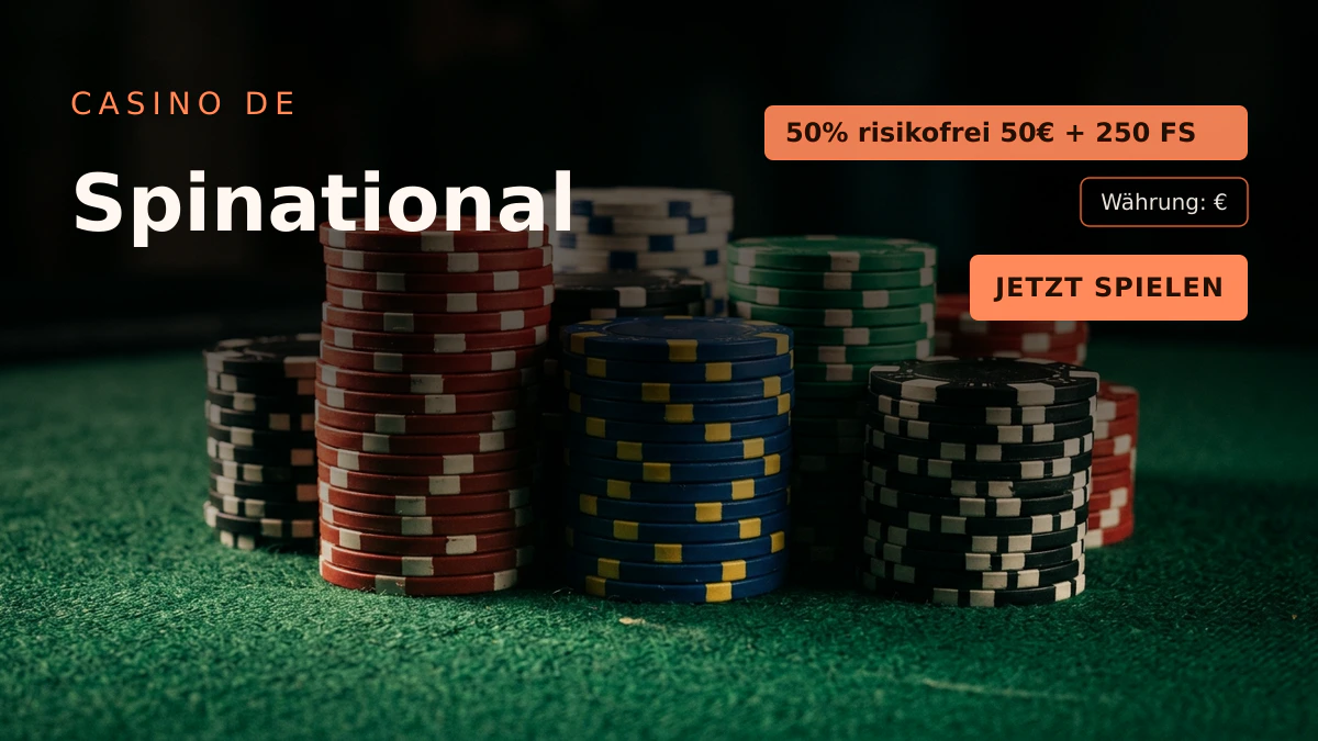 Spinational Casino — Willkommensbonus 50% risikofrei 50€ + 250 FS, Zahlungen: Mastercard, Sofort, MiFinity, Bitcoin, Ethereum
