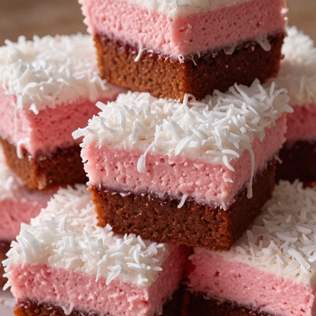 Pink Coconut Snowball Cake Bars