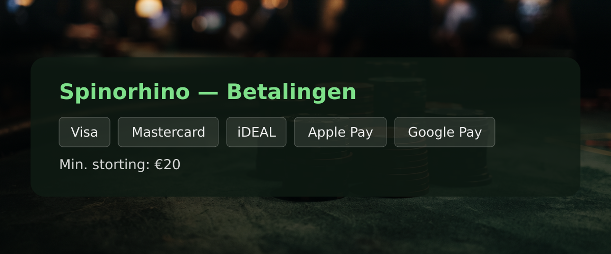 Spinorhino — Betalingen: Visa, Mastercard, iDEAL, Apple Pay, Google Pay