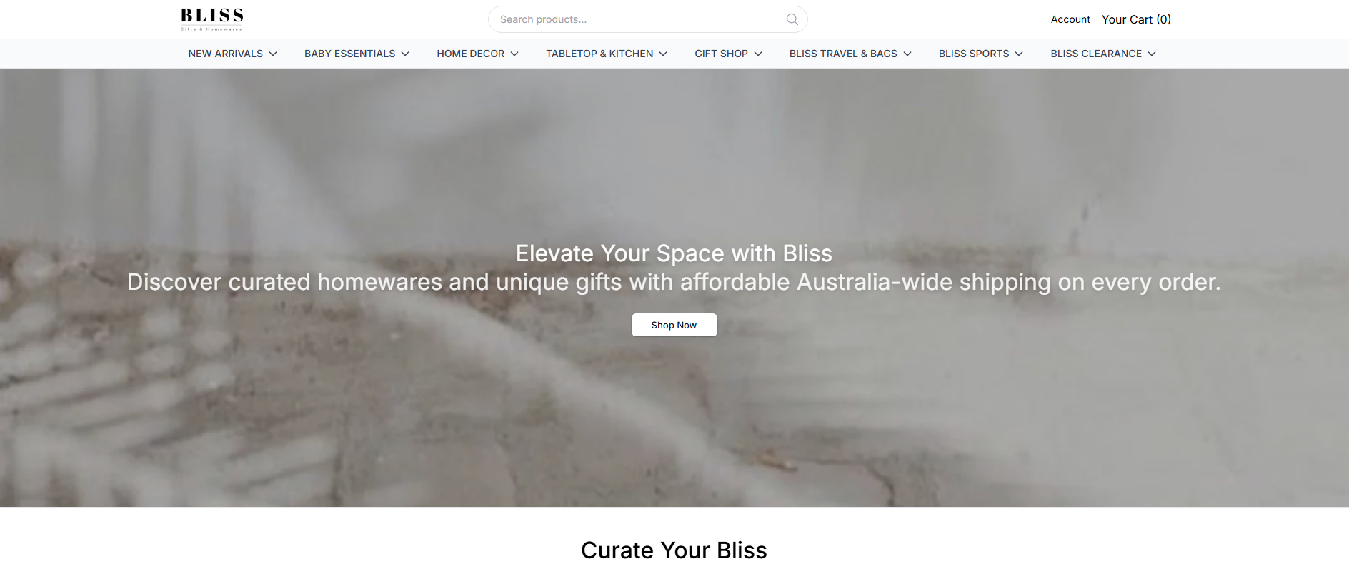 Primary capture · blissgiftshomewaresco.shop