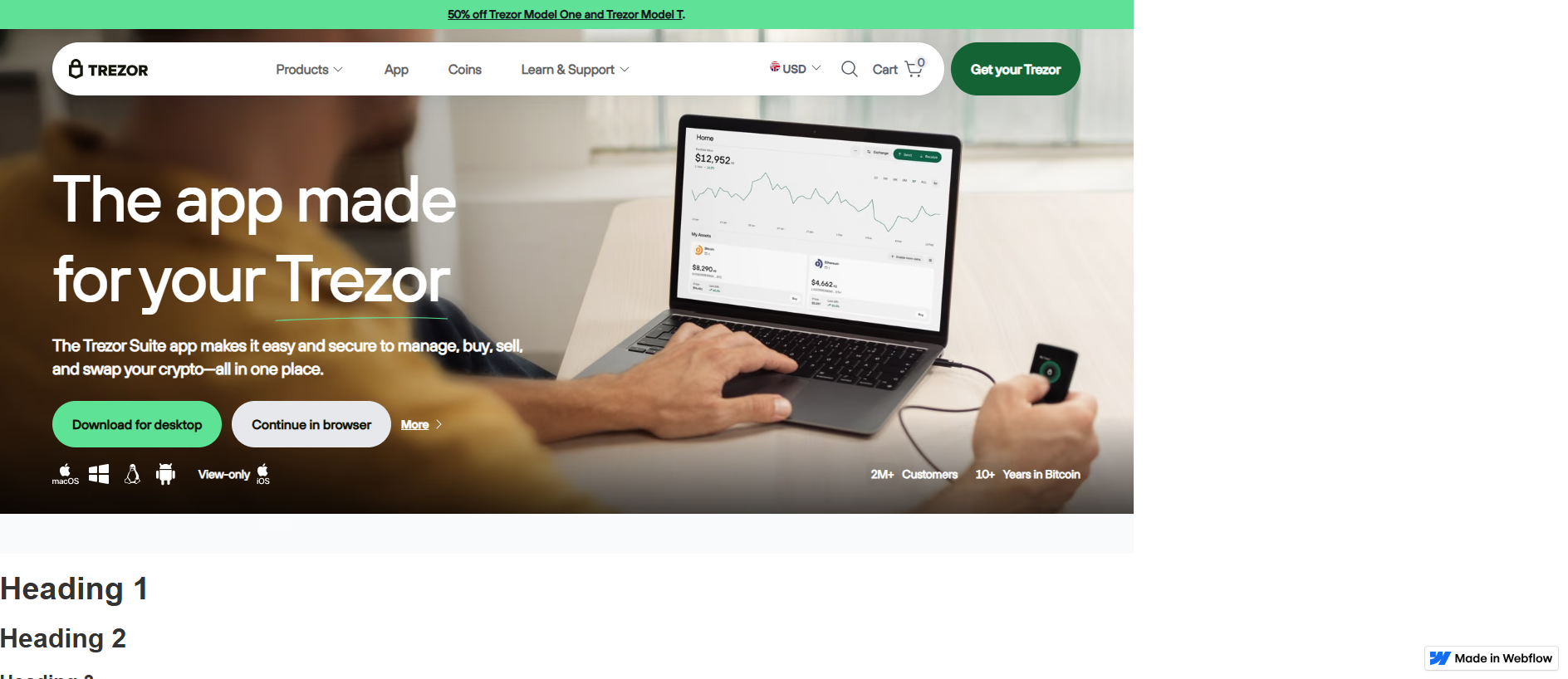 Stored capture of trezore-started-get.webflow.io