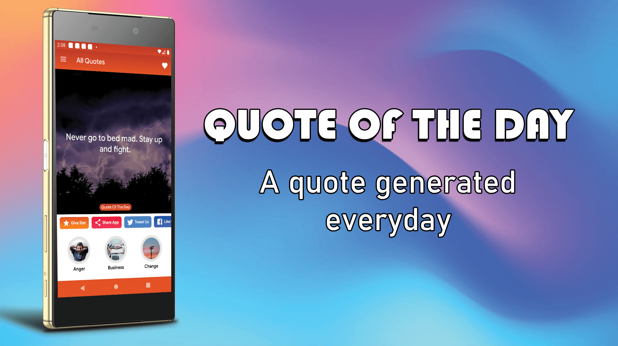 Offline positive quotes - Full Android Application with GDPR and Admob
