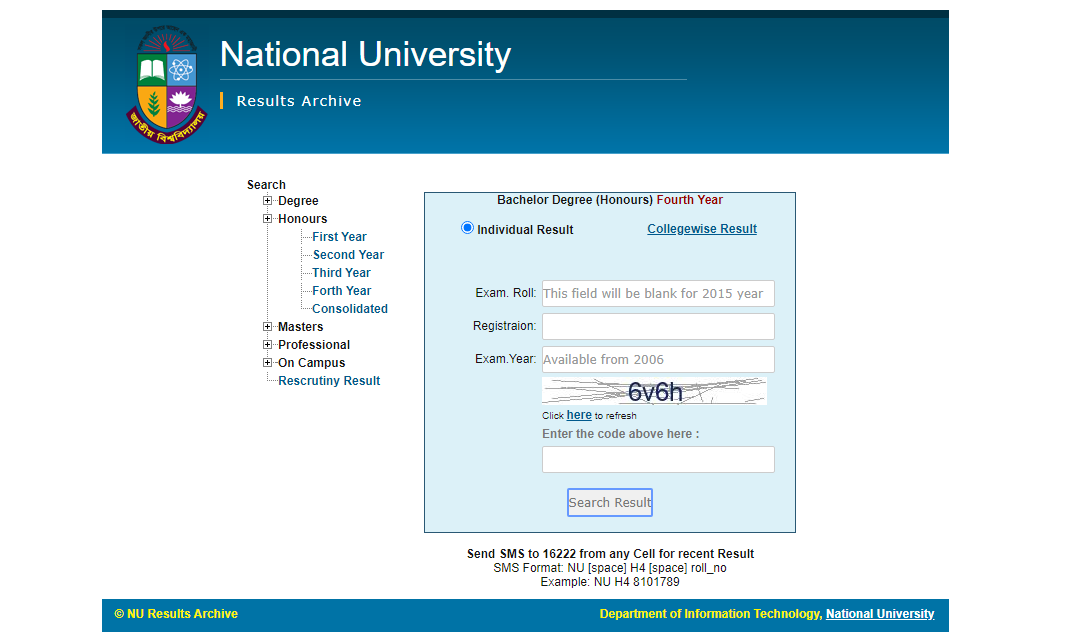 Honours 4th year result 2023 link
