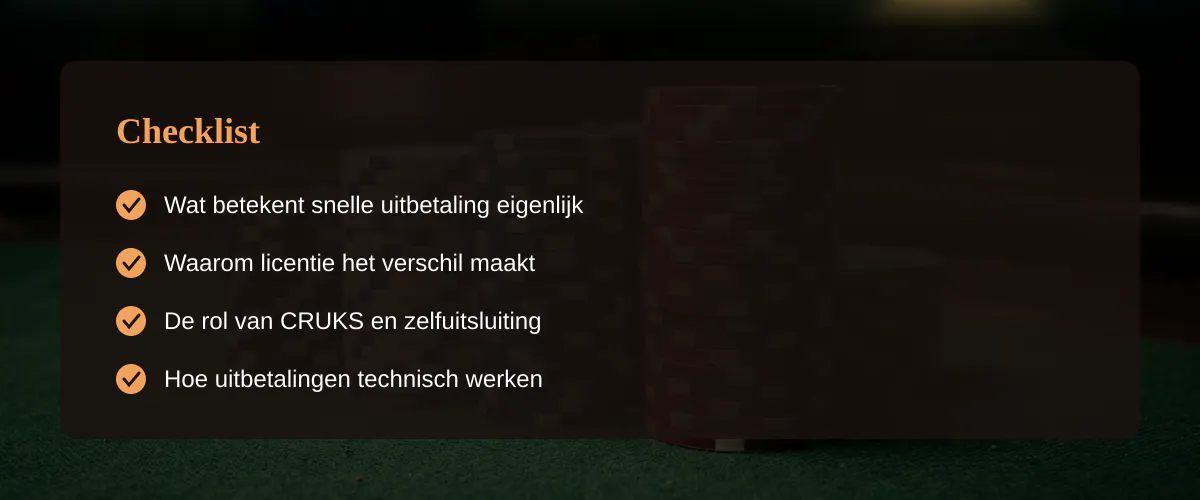 Snelle uitbetaling bij online casino: wat spelers in Nederland echt moeten weten — Checklist