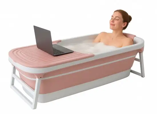 FlinQ Zitbad XXL - 158cm - roze - Mobiel Bad - Ligbad voor Volwassenen en kinderen - ZitBadXL.nl