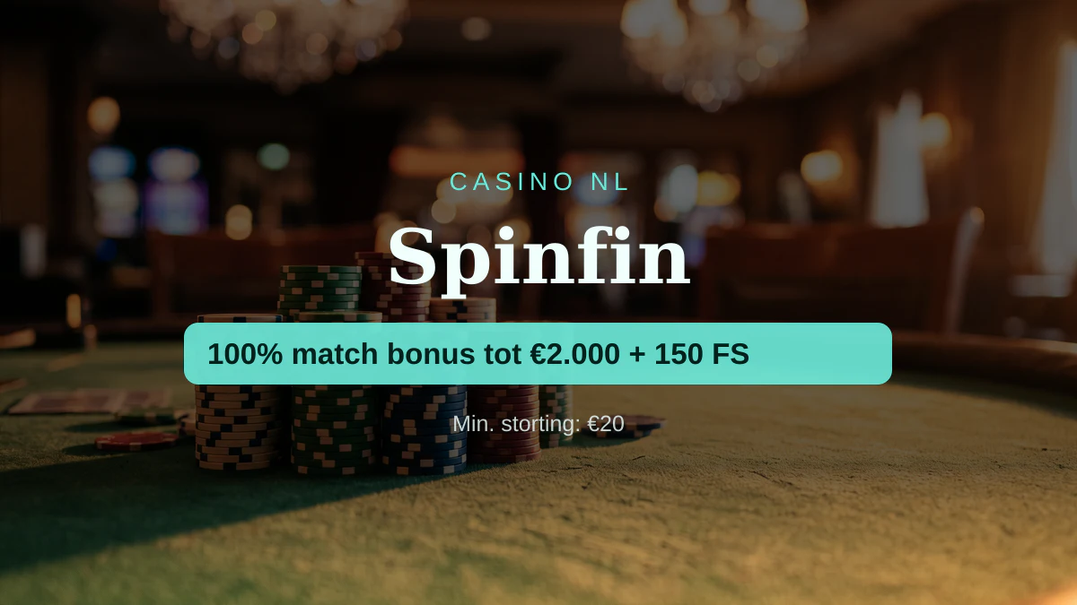 Spinfin casino — welkomstbonus 100% match bonus tot €2.000 + 150 FS, betalingen: Visa, Mastercard, Skrill, Neteller, Paysafecard