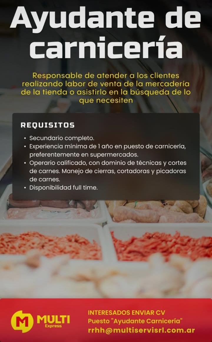 Se busca Ayudante de Carnicería en Posadas