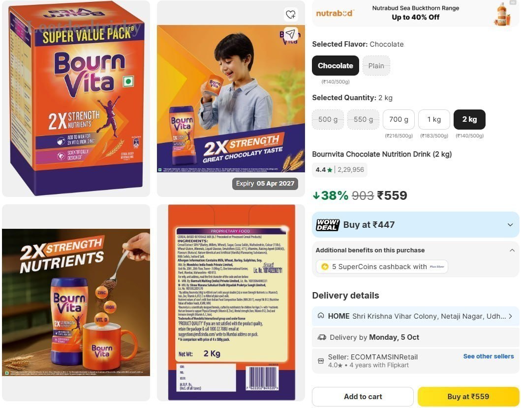 Bournvita Chocolate 2kg – Just ₹559 | Best Price Drop Today
