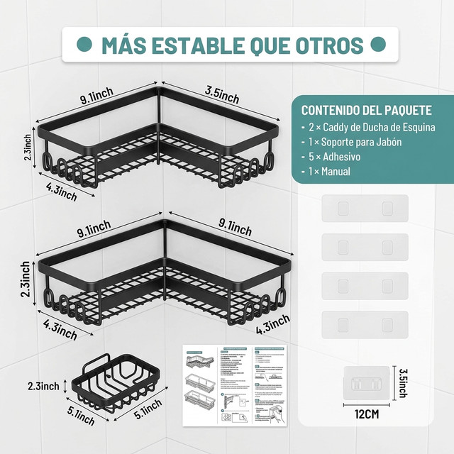 Organizador de ducha para jabones champú y accesorios