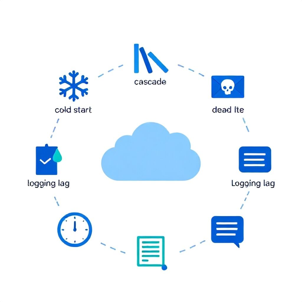 Infographic summarizing 9 serverless observability failure patterns with icons
