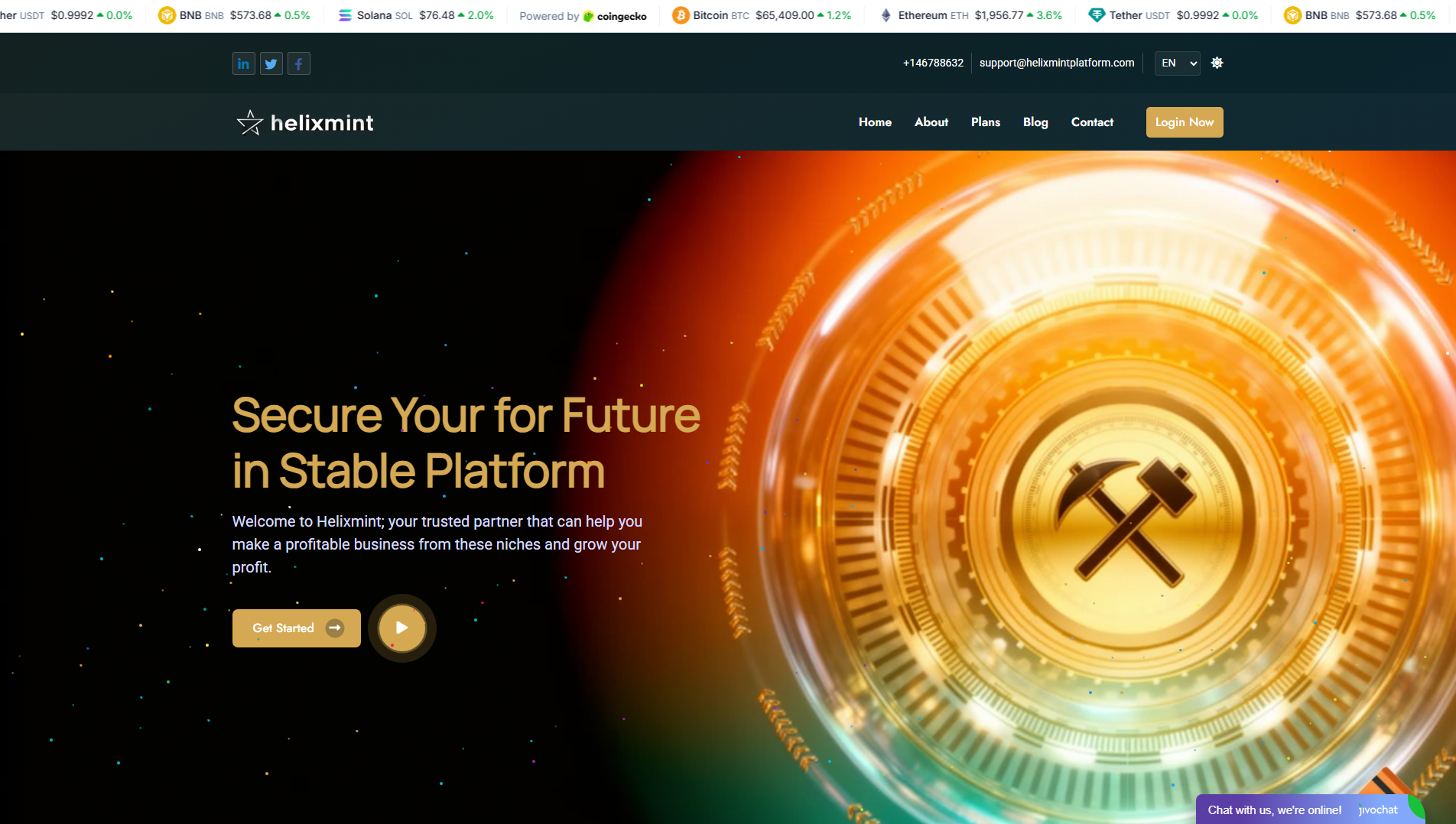 Forensic screenshot of helixmintplatform.com showing the phishing page layout