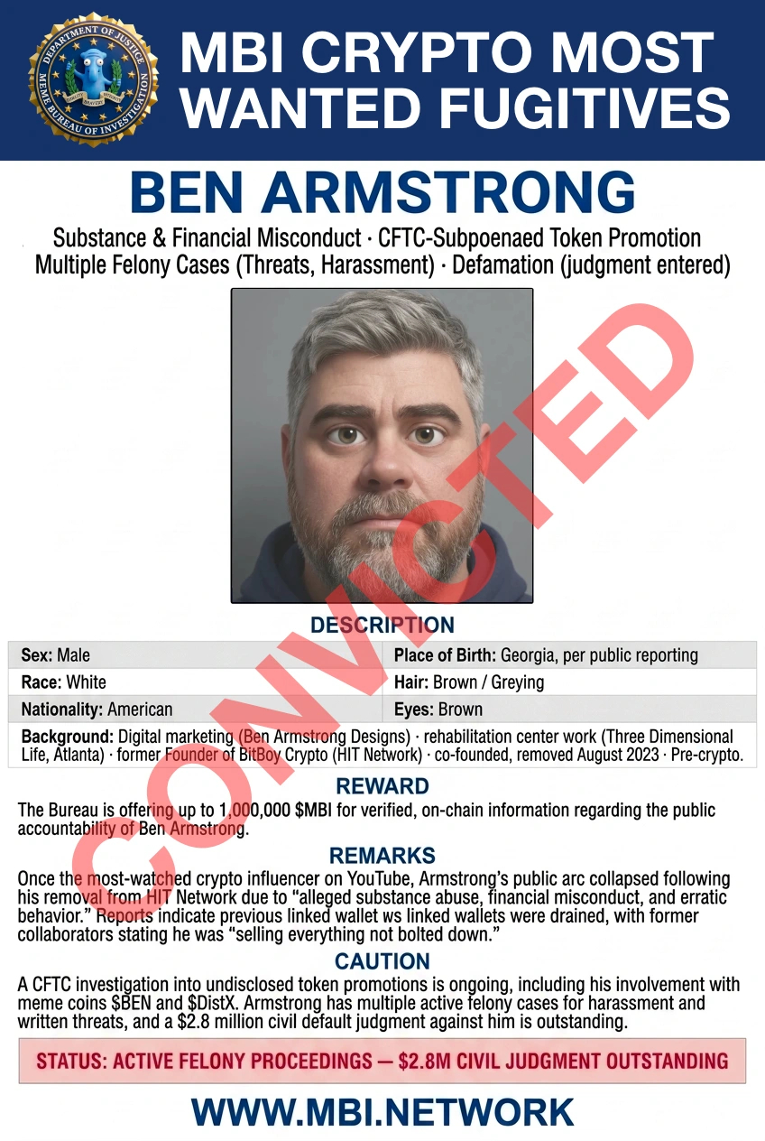 Ben Armstrong Wanted Poster