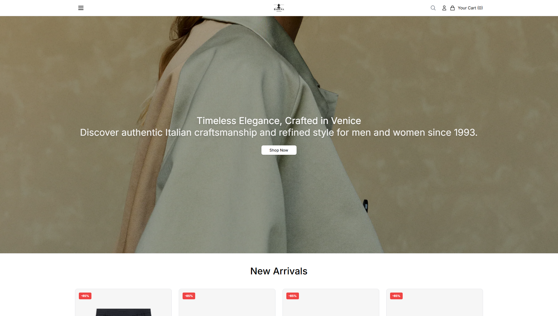 Stored capture of barenaveneziafashion.shop